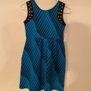 Kids Blue and Black Patterned Dress